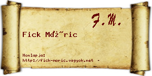 Fick Móric névjegykártya
